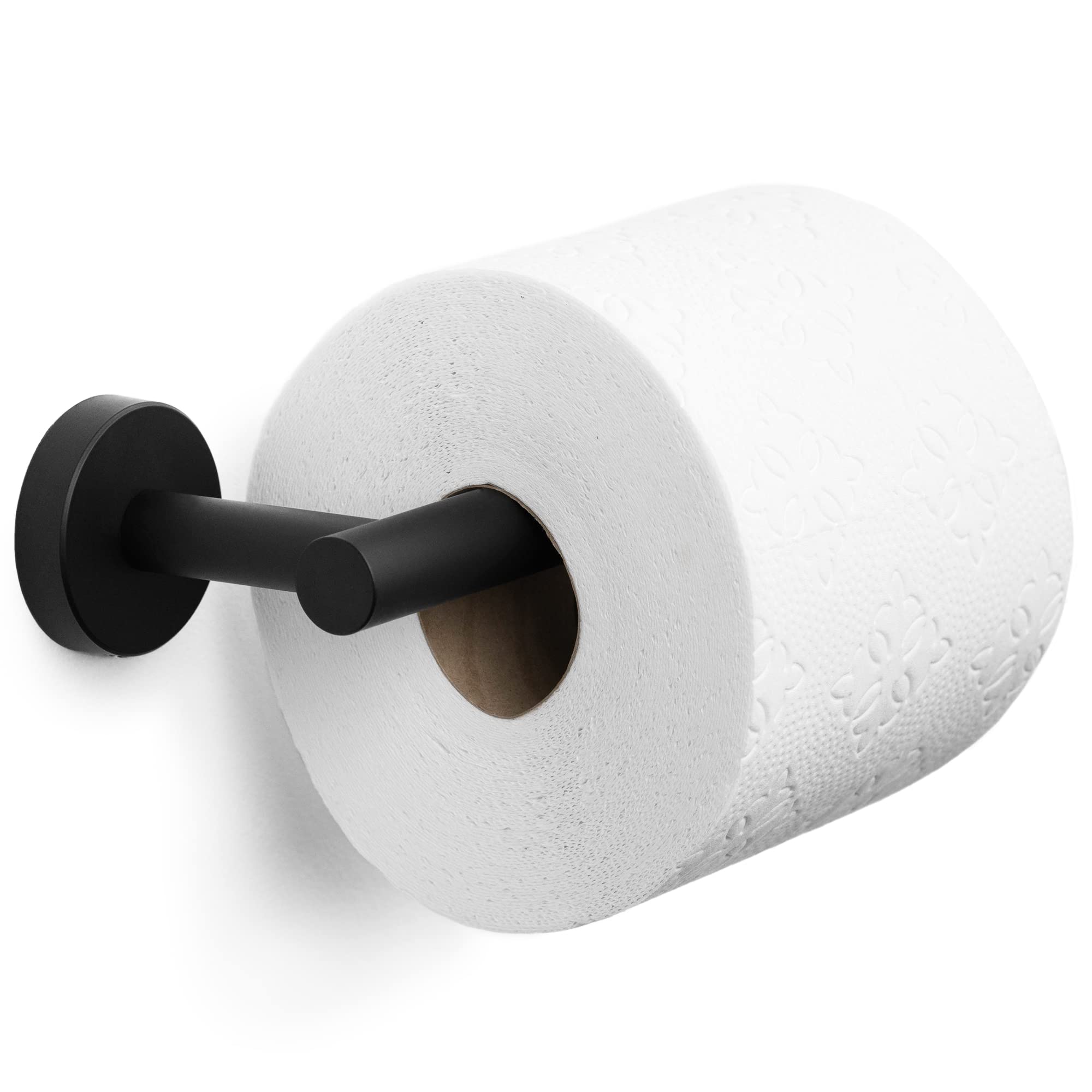 Matte Black Toilet Paper Holder - Stainless Steel Wall Mounted Rust Proof Bathroom Accessory | Modern Bathroom Decor for Home, Apartment & Office | Durable TP Holder for Powder Room, Guest Bath & RV