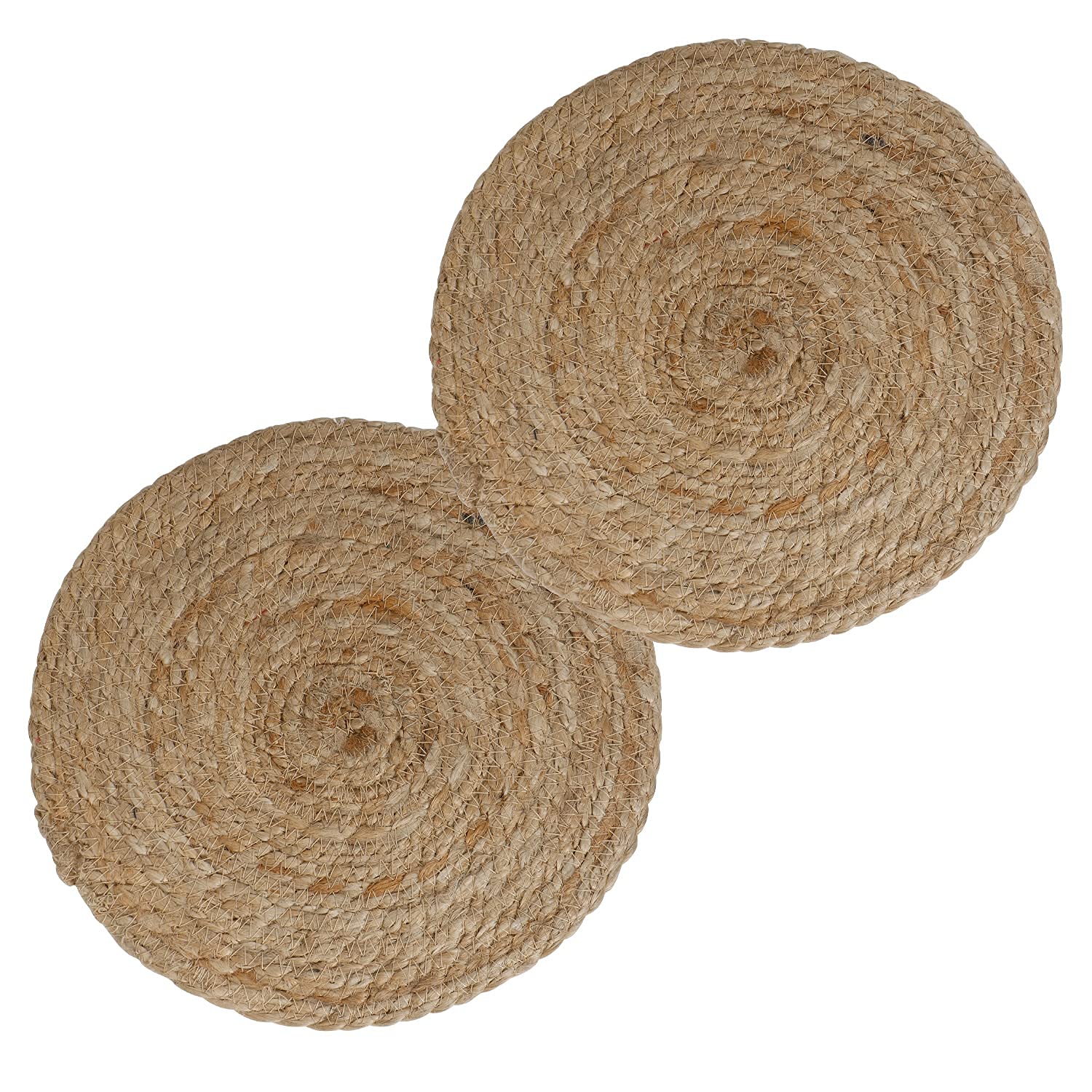 Eco-Friendly Jute Round Mats 10 Inch (25cm) - Set of 2 Natural Fiber Coasters for Coffee Table, Bedside, Dining Table & Heat Protection | HomeStorie® Sustainable Home Decor