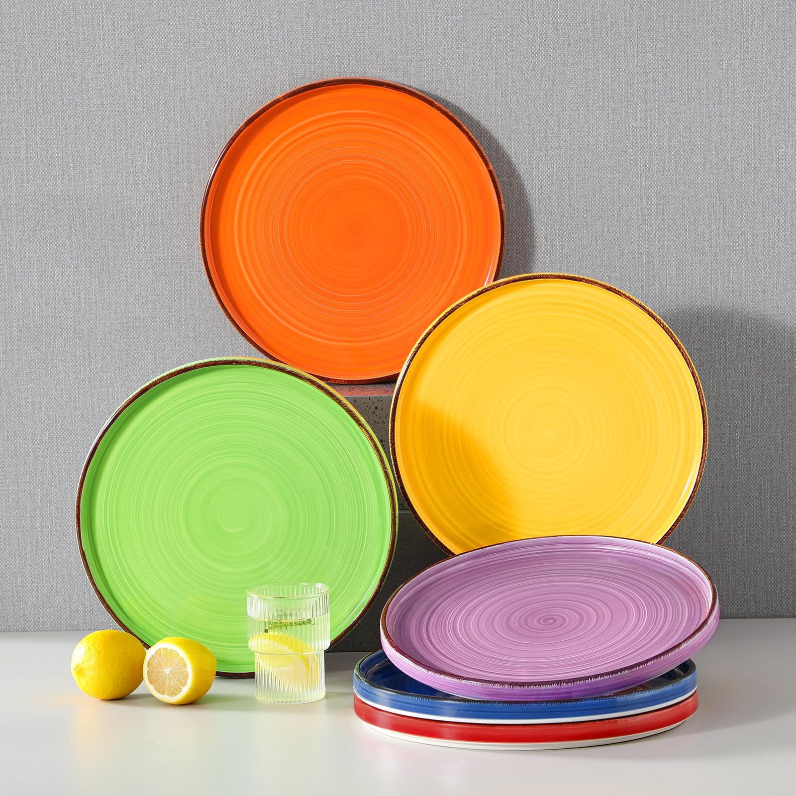 Vancasso Bonita 10.5 Inch Ceramic Dinner Plates Set of 6 - Colorful Large Dinnerware Plates for Everyday Meals, Microwave & Dishwasher Safe - Perfect for Family Dinners, Restaurants & Party Serving