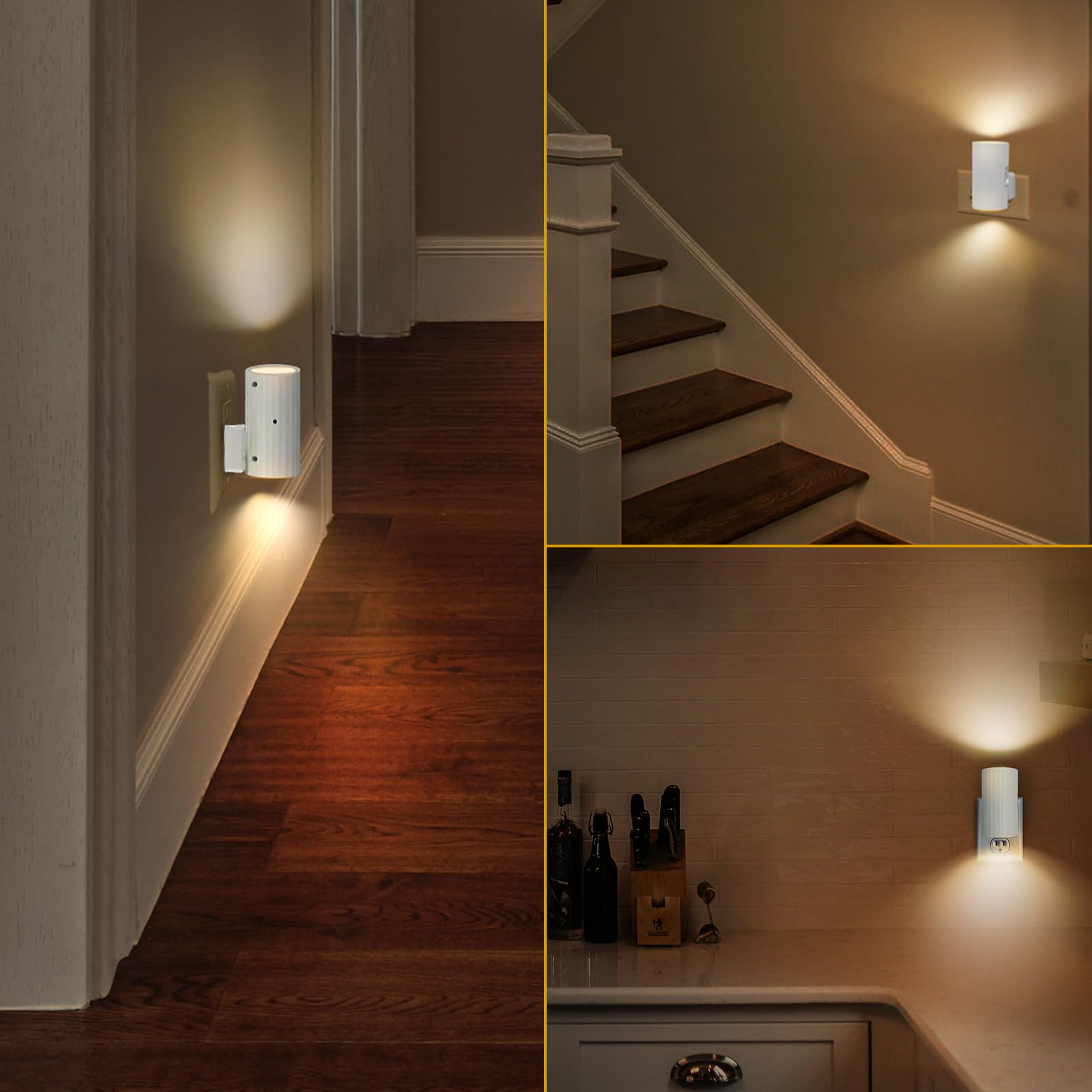 Dimmable LED Night Light 2 Pack - Soft White 3000K for Bedroom, Bathroom, Hallway