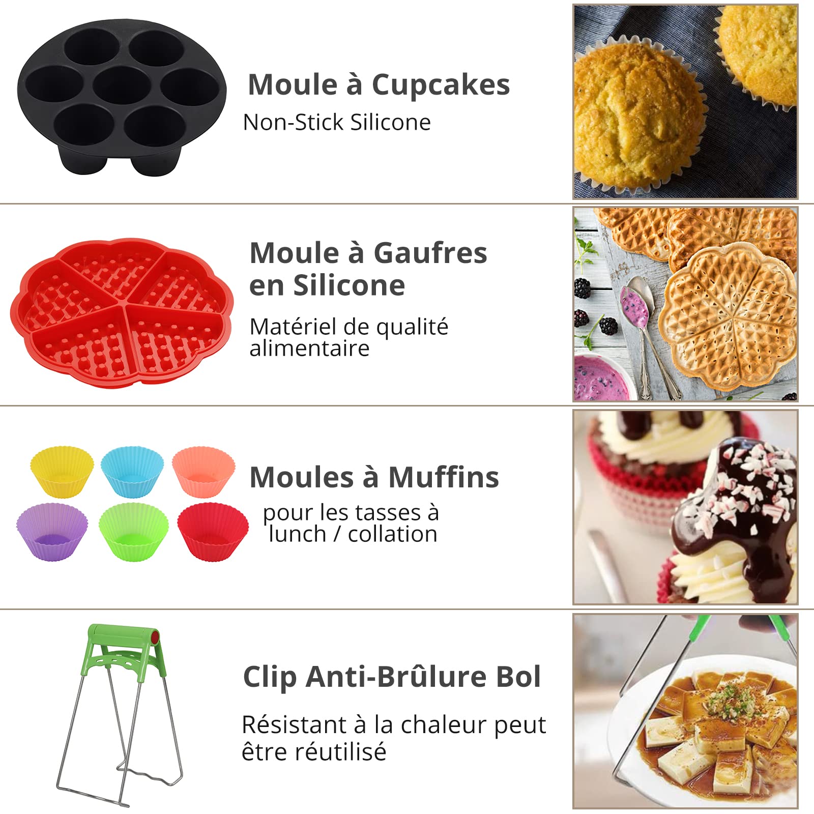 HOMGEN 16-Piece Air Fryer Accessories Kit - 8 Inch Non-Stick Universal Air Fryer Basket Liners & Accessories for 4.5QT-6.8QT Air Fryers - Perfect for Roasting, Baking & Frying Healthy Meals