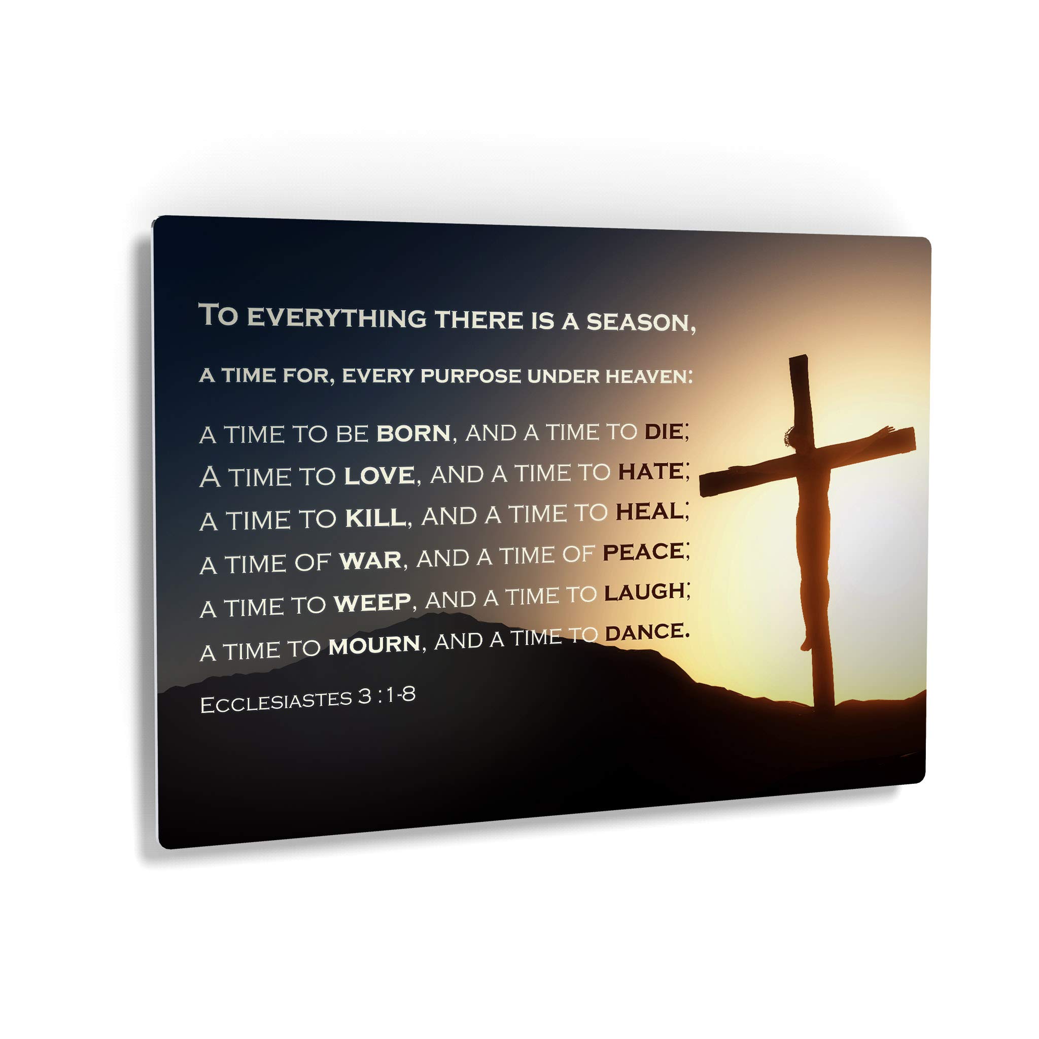 Smile Art Design Scripture Bible Verse Wall Art - Metal Print Ecclesiastes 3:1-8 'To Everything There is a Season' - Jesus Lord Cross Religious Decor for Living Room, Bedroom - Christian Gift Ready to Hang (30x40) - Perfect for Home Worship, Church Decor & Spiritual Inspiration