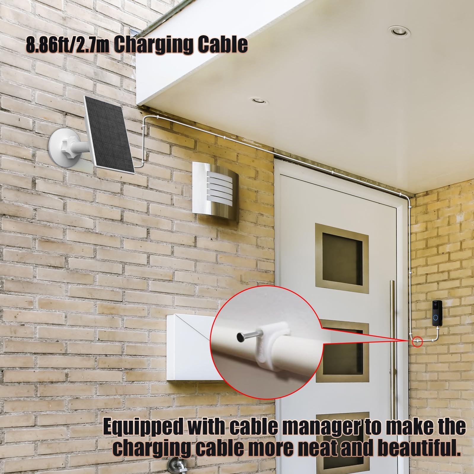 Zivif 2W Solar Panel for Blink Outdoor 4 & Video Doorbell Camera - USB C Solar Charger with 8.86ft Cable & 360° Adjustable Bracket - Weatherproof Outdoor Security Camera Charging Solution for Home Surveillance