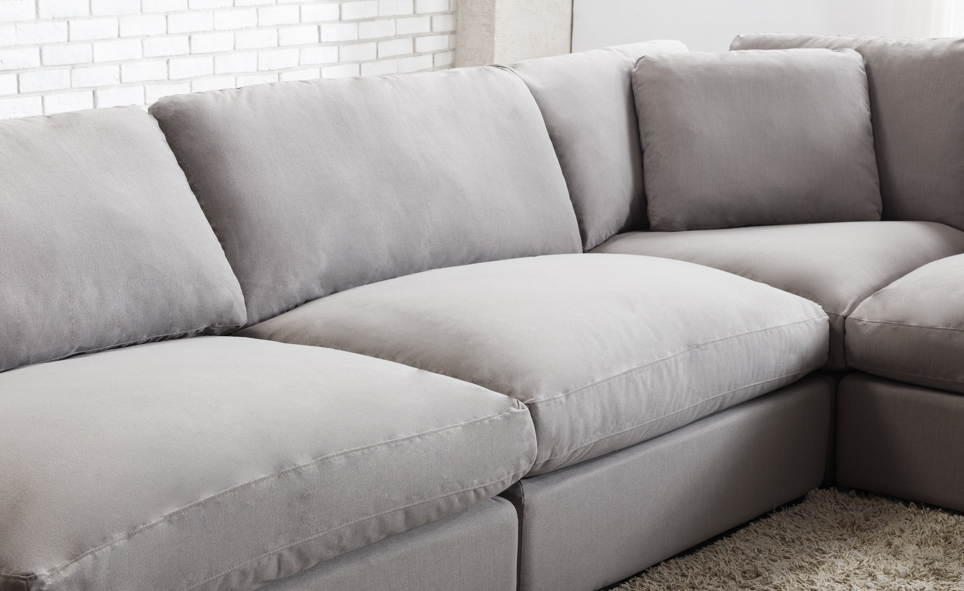 Rivas Contemporary Feather Fill 6-Piece Modular Sectional Sofa in Graphite - Perfect for Living Room, Lounge & Family Room Comfort