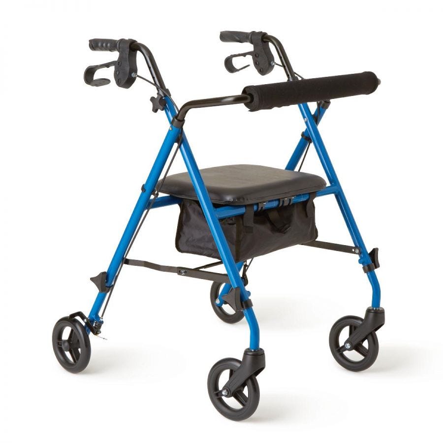Blue One Basic Rollator Walker for Seniors and Adults - Lightweight, Foldable Mobility Aid for Indoor and Outdoor Use
