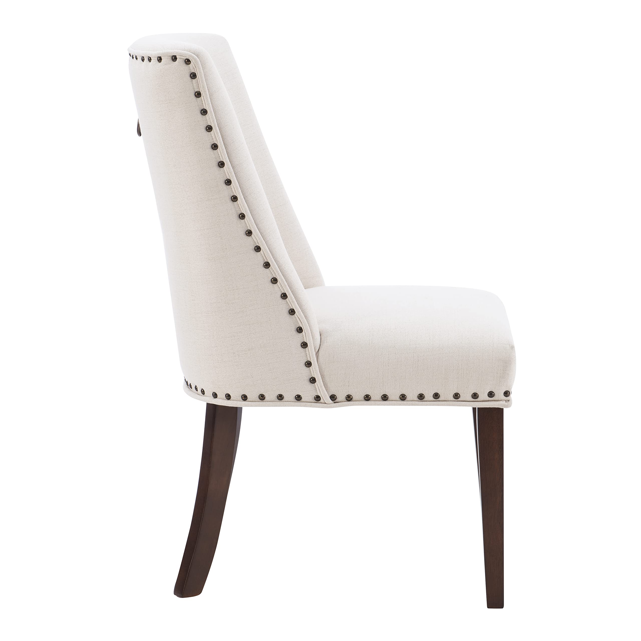 Powell Parnell Dining Chair Set of 2 - Natural/Espresso Upholstered Side Chairs for Kitchen, Dining Room & Office | Modern Comfort Seating for Home Decor