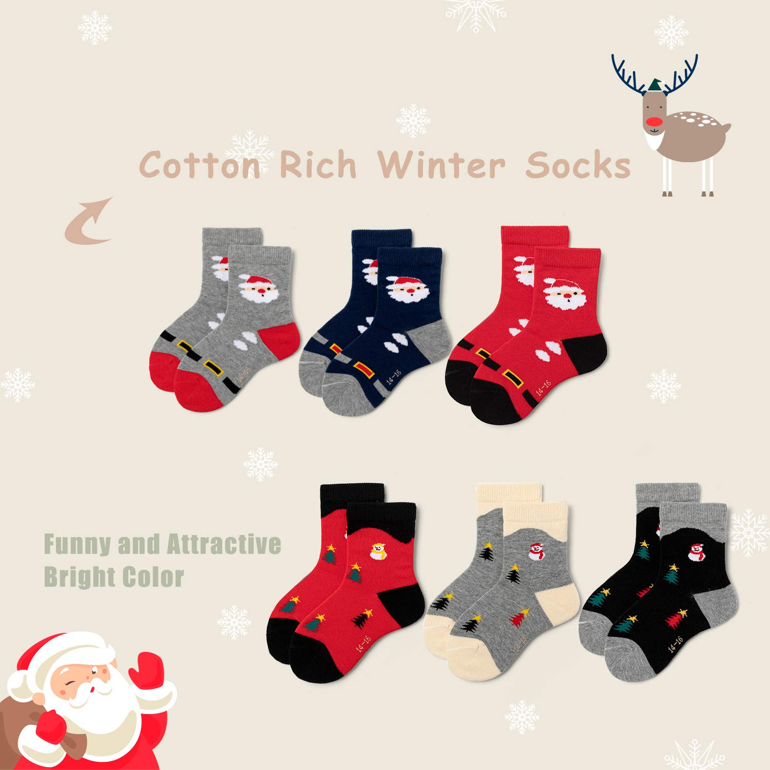 HowJoJo Boys Cotton Crew Socks - Seamless Toe Athletic Socks for Kids - Colorful Quarter-Length Sports Socks - Perfect for Running, Soccer & School Activities
