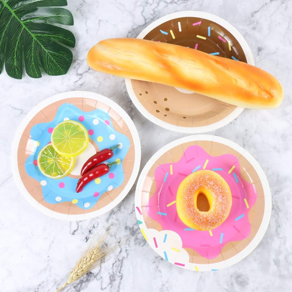 Pandecor 50-Pack 7 Inch Disposable Donut Paper Plates - Perfect for Birthday Parties, Baby Showers & Dessert Tables - Eco-Friendly Party Decorations