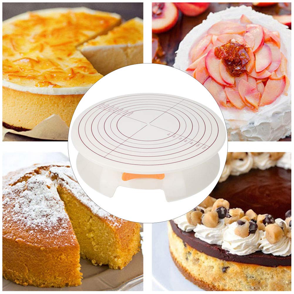 11 Inch Non-Stick Cake Turntable - White Rotating Cake Stand for Decorating, Baking & Pastry Making | Cake Spinner for Cupcakes, Fondant & Dessert Presentation | Perfect for Home Bakers & Professional Chefs