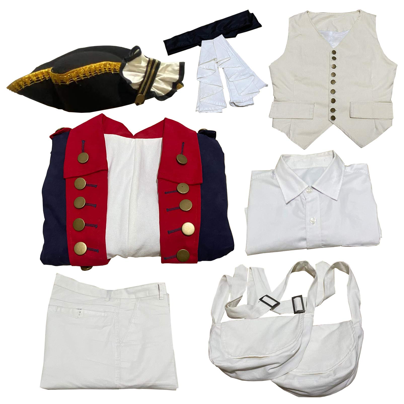 Ucosbros Revolutionary War Uniform - Continental Army Historical Costume for Men, Halloween & Reenactment - Authentic 18th Century Military Outfit