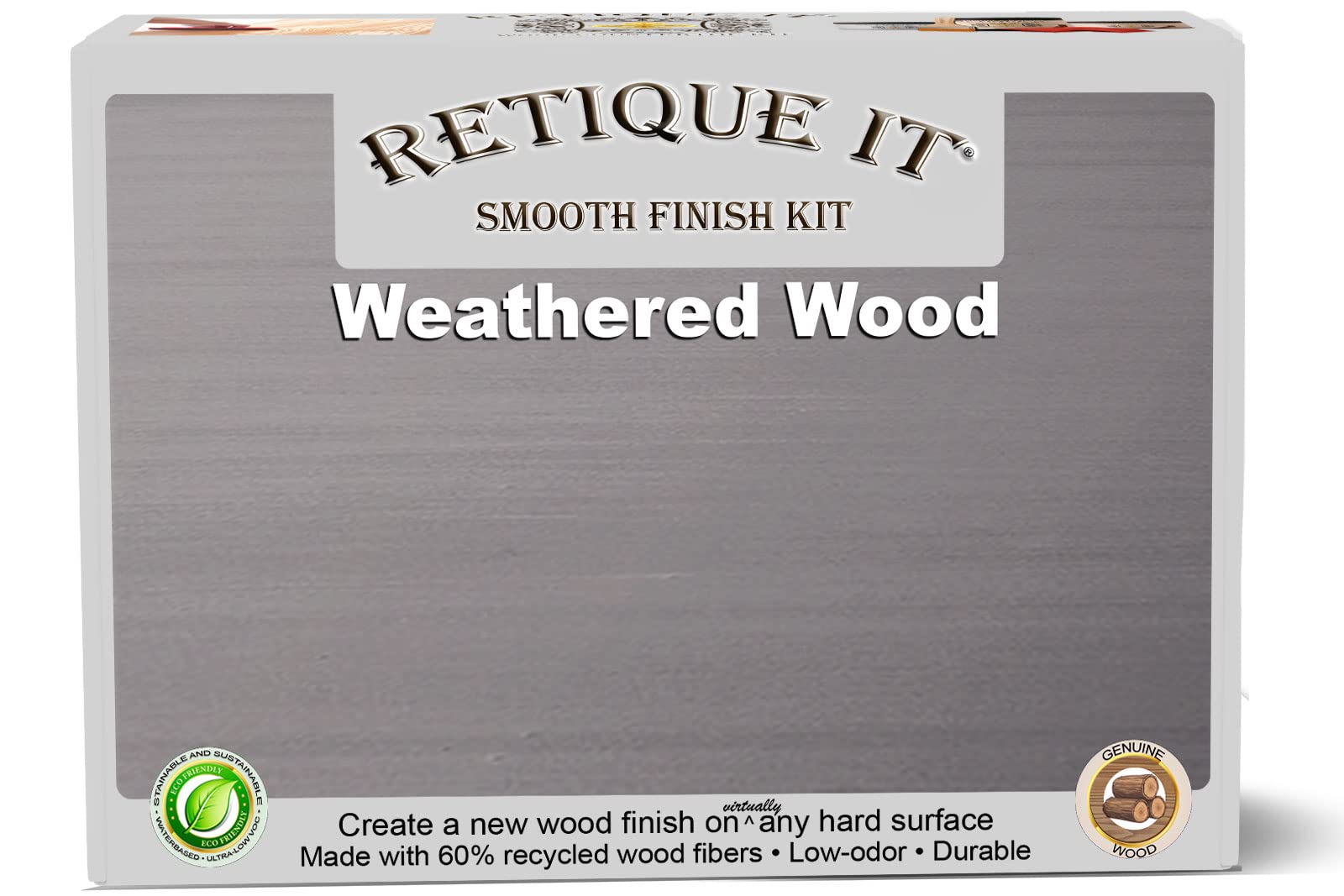 Retique It Gel Stain Liquid Wood Kit - Real Paintable Wood Finish for Furniture, Cabinets & DIY Projects (50 sq ft, Brushed Weathered Wood) - Perfect with Chalk Paint, Milk Paint & Home Decor Renovations