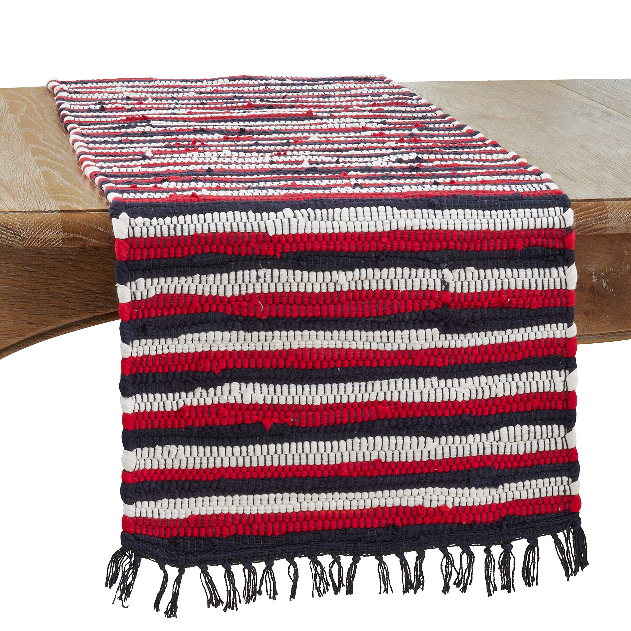 Red White and Blue Striped Patriotic Chindi Table Runner - Perfect for 4th of July, Memorial Day, and Summer Picnics