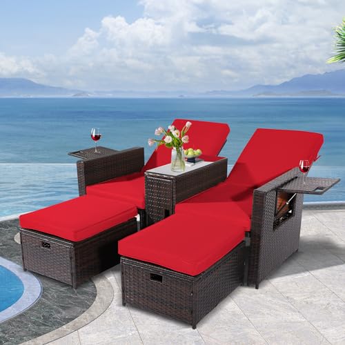 Brown Wicker Red Cushion