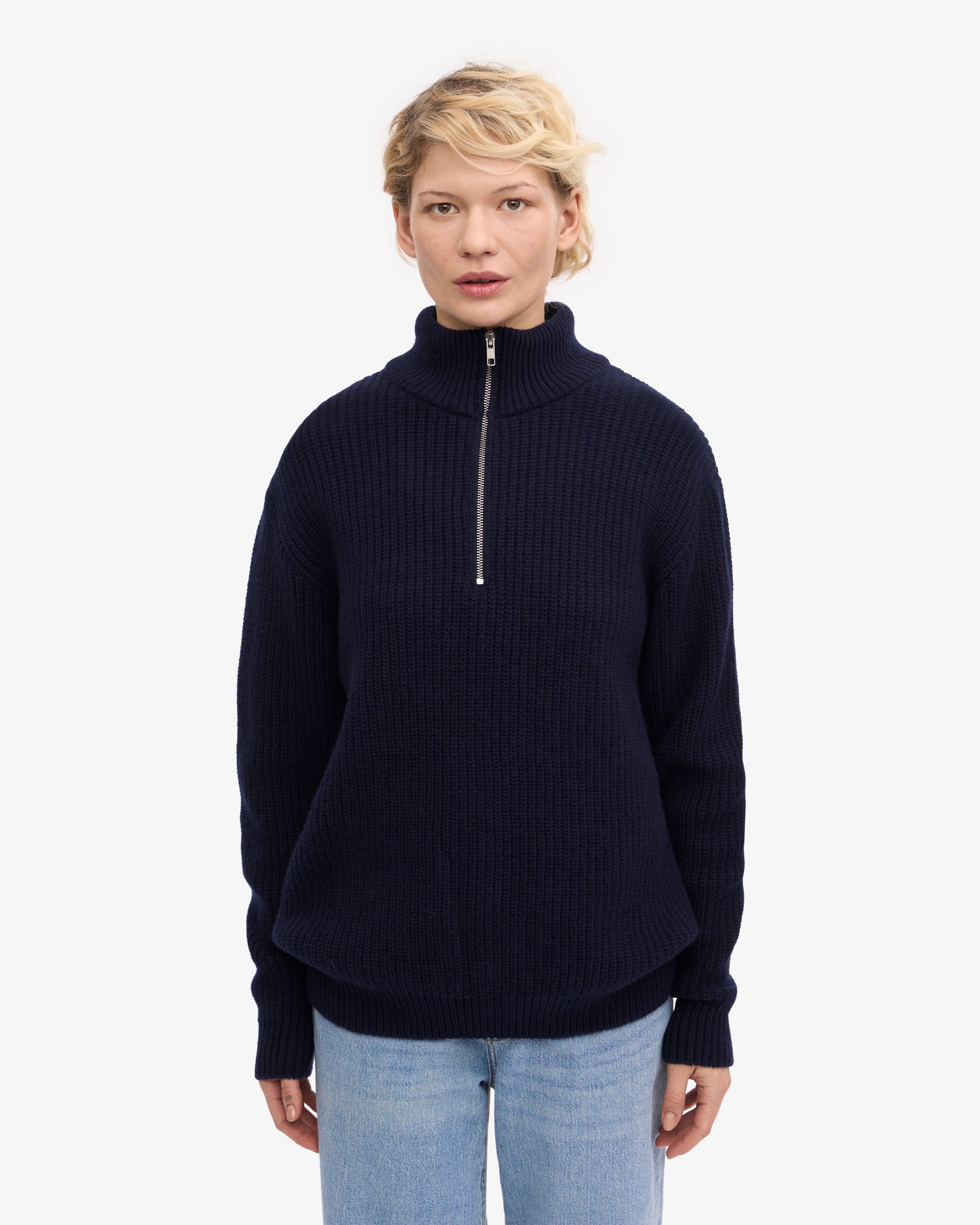 Premium Merino Wool Quarter Zip Sweater for Men - Navy Blue | Soft & Warm Layering for Outdoor Adventures & Casual Wear