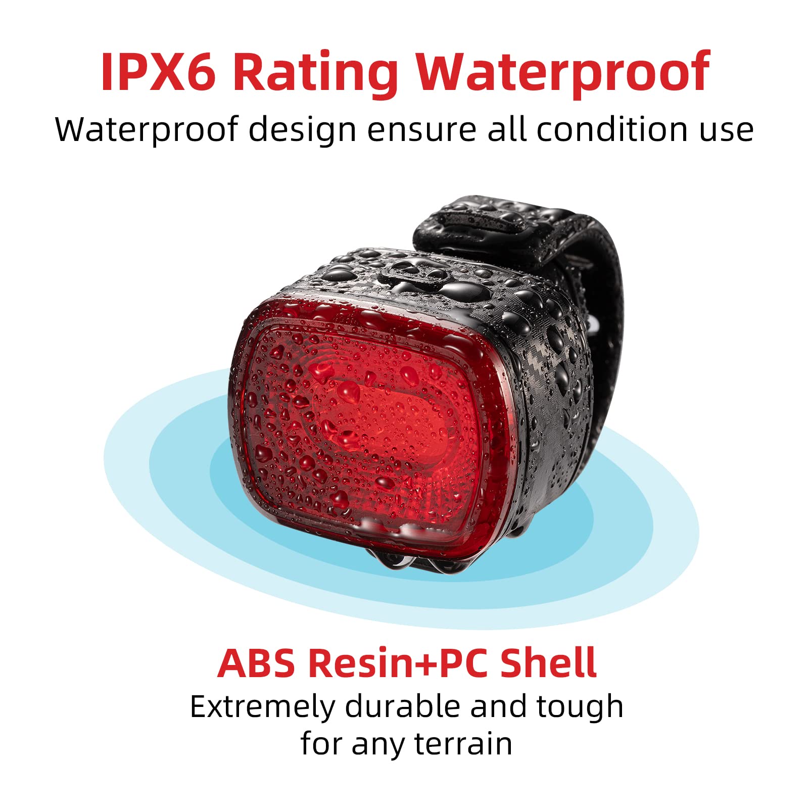 ROCKBROS Smart Bike Tail Light - USB Rechargeable, IPX6 Waterproof, Brake Sensing LED Bicycle Rear Light for Night Riding & Cycling Safety (260mAh, 4 Modes) - Perfect for Road Bikes, Mountain Bikes & Commuting in Low Light Conditions