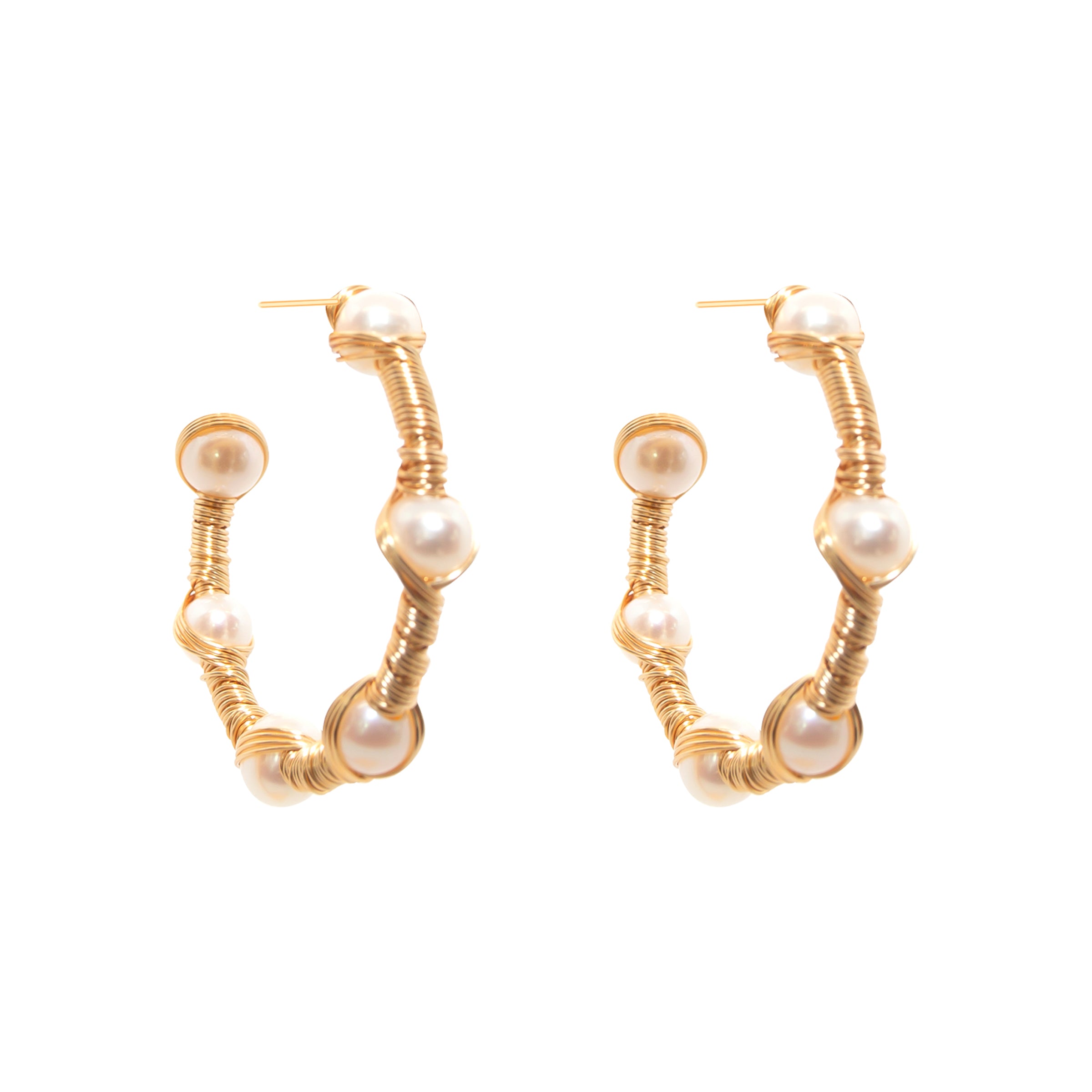Gold Filled Hoop Pearl Earrings for Women - Elegant Dangle Pearl Jewelry Gift for Wedding, Party & Everyday Wear