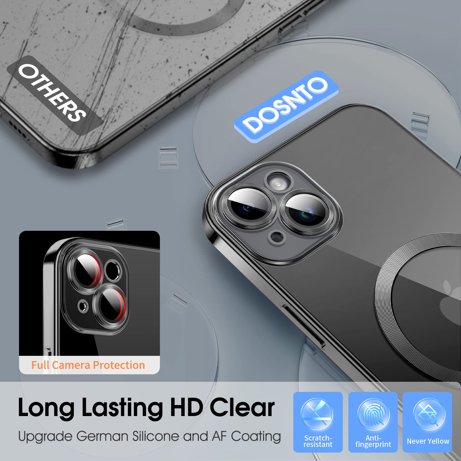 Magnetic Clear iPhone 13 Mini Case with MagSafe - Slim Silicone Cover with Integrated Camera Cover | Anti-Yellowing, Anti-Fingerprint, Scratch Resistant | Compatible with Wireless Charging | Perfect for Daily Use, Work & Travel Protection