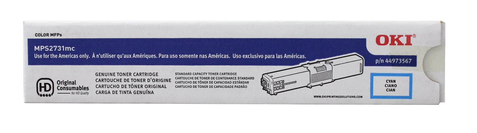 Oki Data 44973567 Cyan 5200 Page Yield Toner Cartridge - Compatible with Oki MPS2731MC Printer | High-Quality Replacement for Office & Home Printing Needs