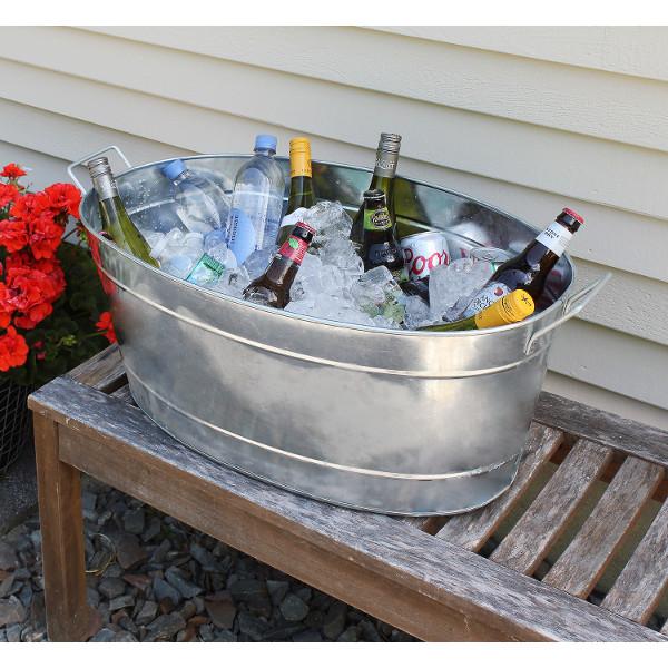 Achla Designs Galvanized Metal Tub 51M C 55 - Perfect for Farmhouse Decor, Garden Planters & Rustic Home Decorating