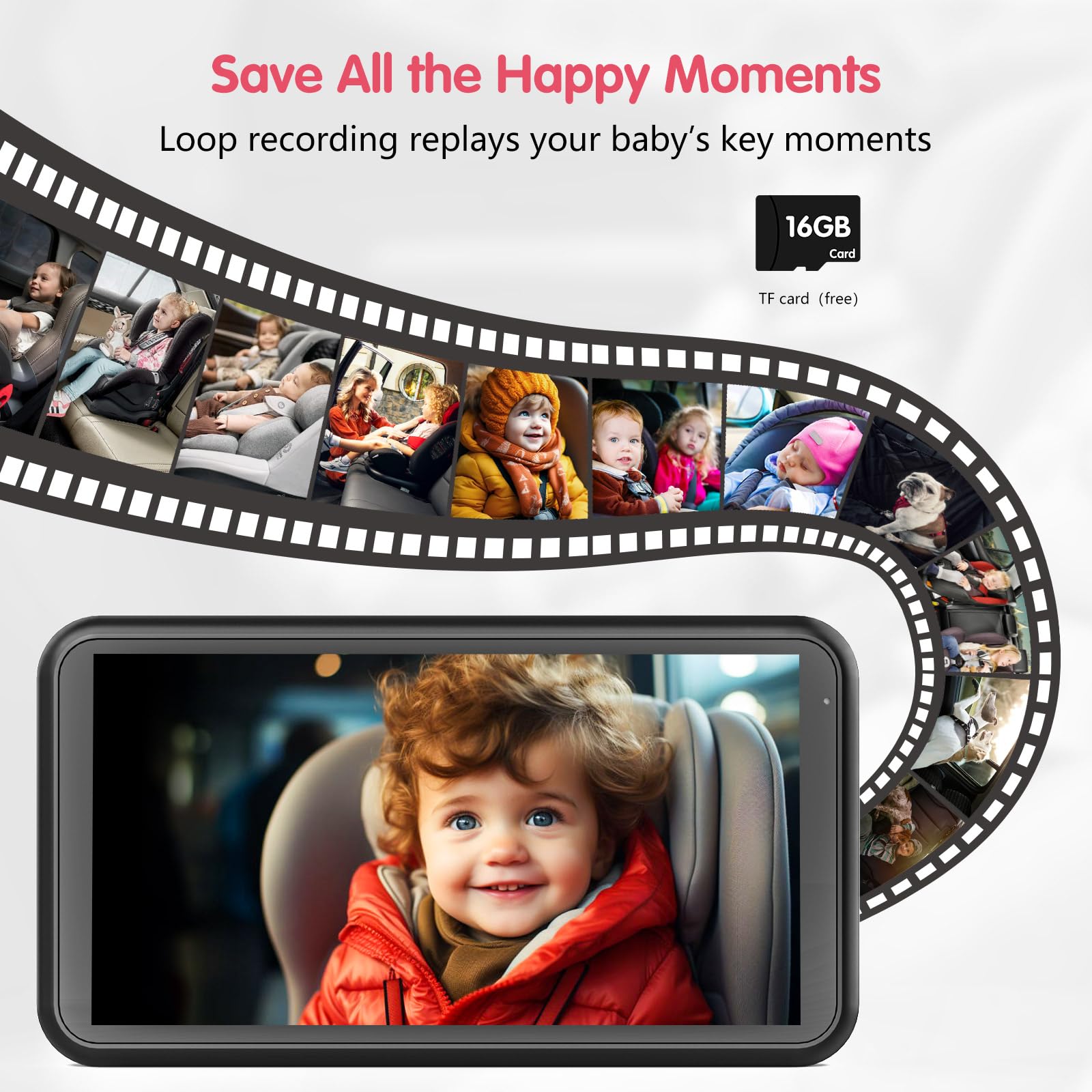 BM3 Car Baby Camera with Universal Air Vent Clip - Super Stable HD Rear Seat Monitor for Safe Driving | Ideal for Parents, Road Trips & Family Travel