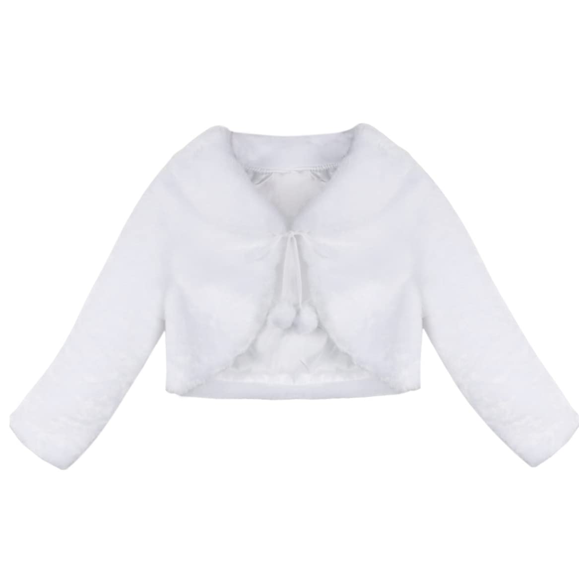 Lorilida Baby Girls Faux Fur Bolero Jacket - Princess Bridesmaid Long Sleeve Cardigan for Wedding Party Dresses - Perfect for Special Occasions, Photo Shoots & Formal Events