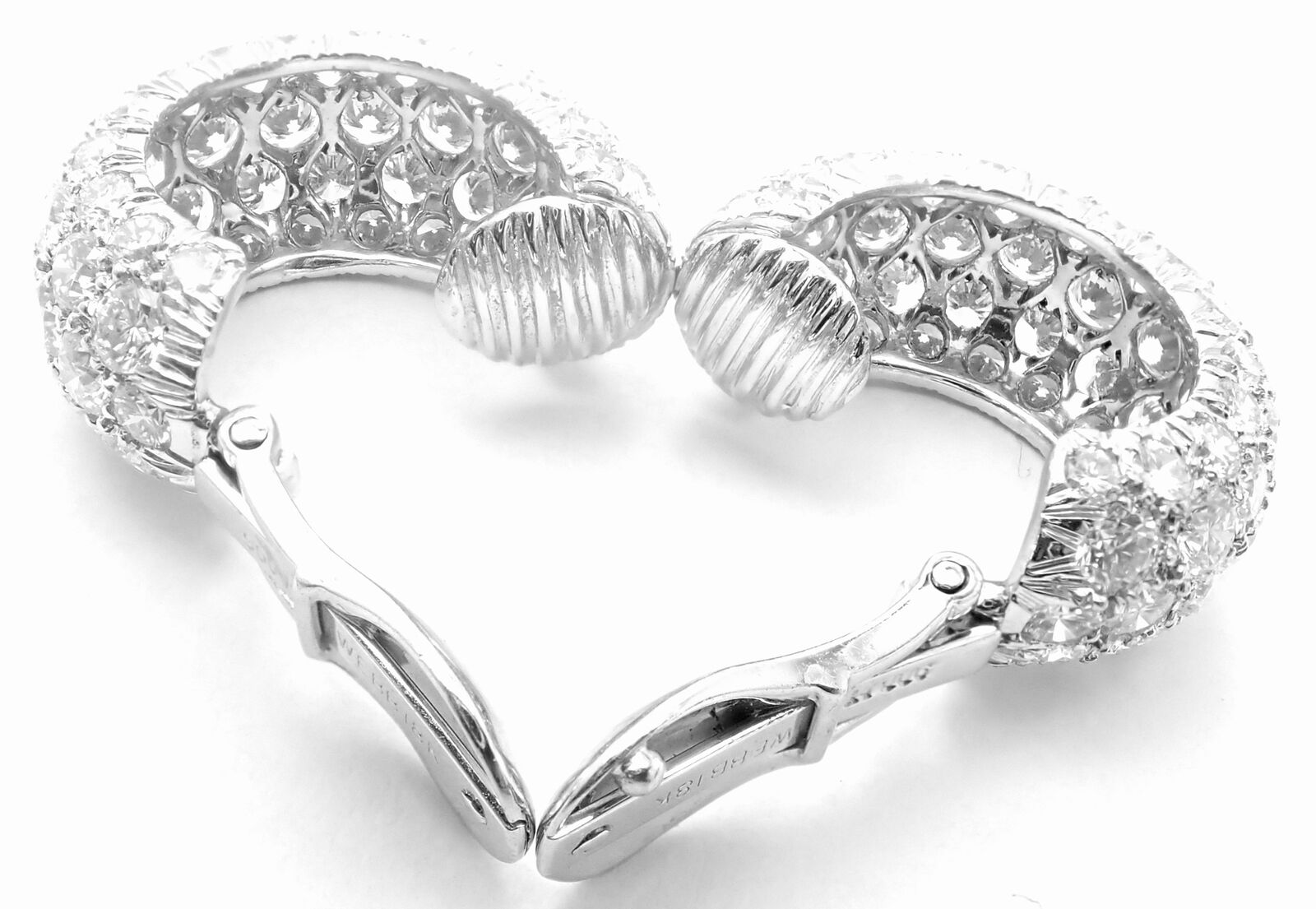 Authentic David Webb Platinum 18k White Gold 10 Carat Diamond Hoop Earrings for Women - Luxury Jewelry Gift for Anniversary, Wedding & Special Occasions