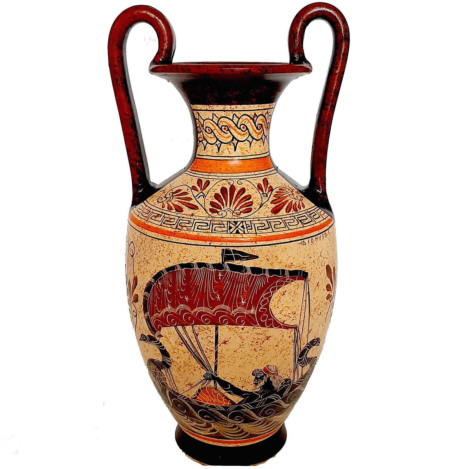Ancient Greek Pottery Amphora Vase 35cm - Handmade Ceramic Paris Abducts Helen Mythological Art - Perfect for Home Decor, Wedding Centerpiece & Greek Mythology Gifts