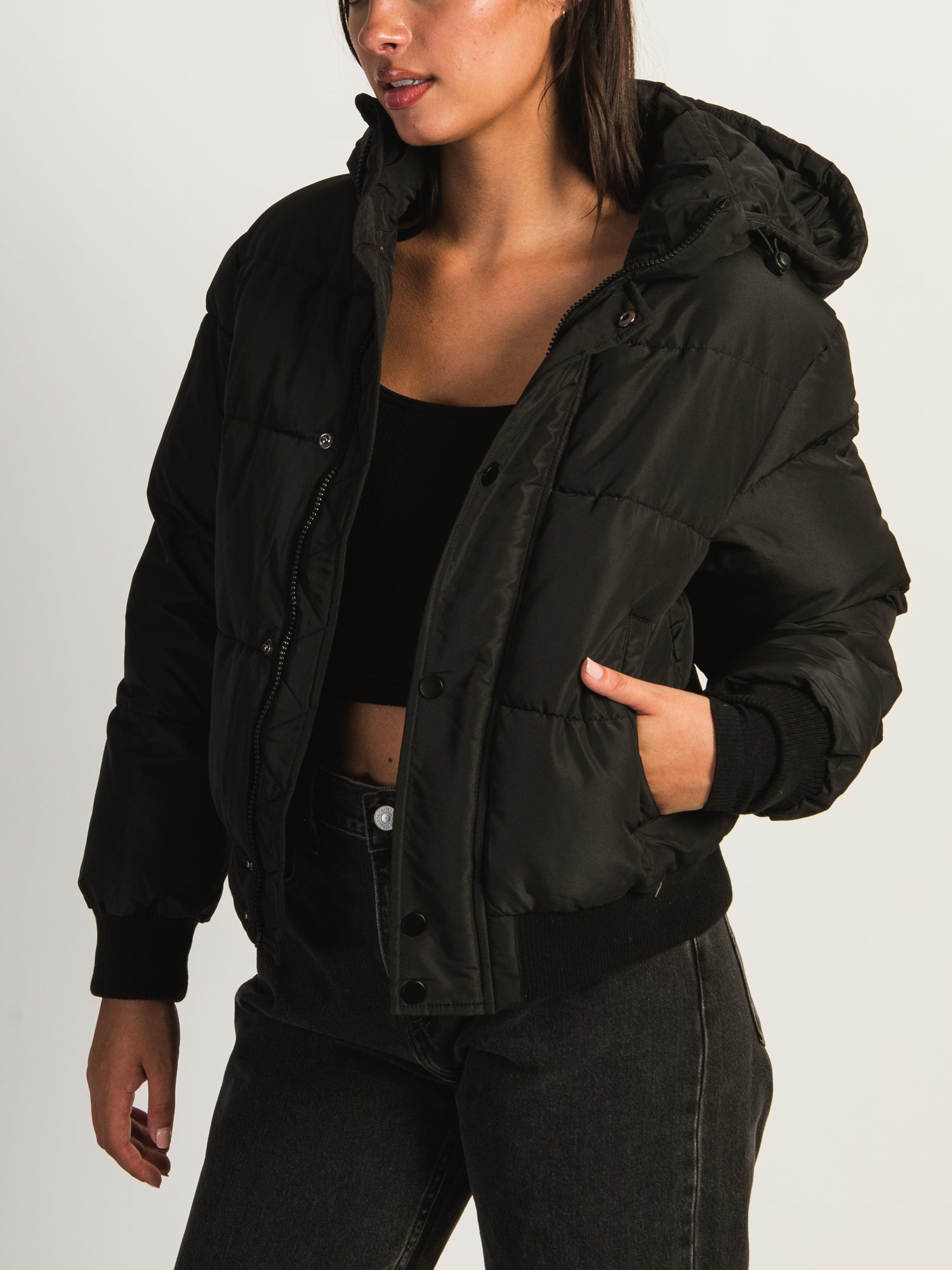 AZALEA WANG RIRI Hooded Puffer Jacket for Women - Winter Warm Quilted Down Coat with Fur Trim | Perfect for Outdoor Activities & Cold Weather Fashion