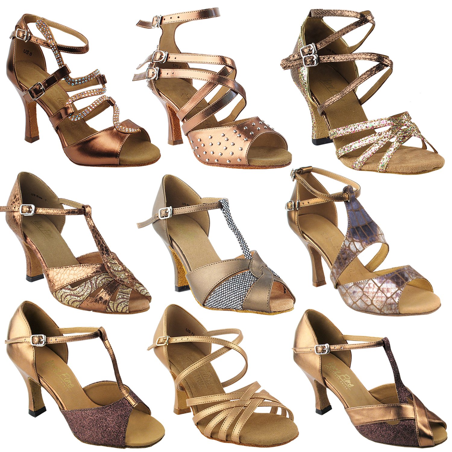 50 Shades Bronze Women's Ballroom Latin Dance Shoes - Professional Salsa, Swing, Wedding & Club Dance Shoes for Women | Perfect for Performances, Social Dancing & Special Occasions