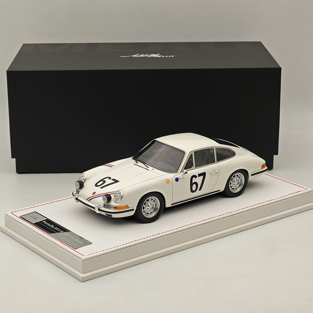Ivy Merit 1/18 Scale 1967 Porsche 911s Le Mans White #67 High-Quality Resin Diecast Model Car - Perfect for Collectors, Display Cases, and Racing Enthusiasts