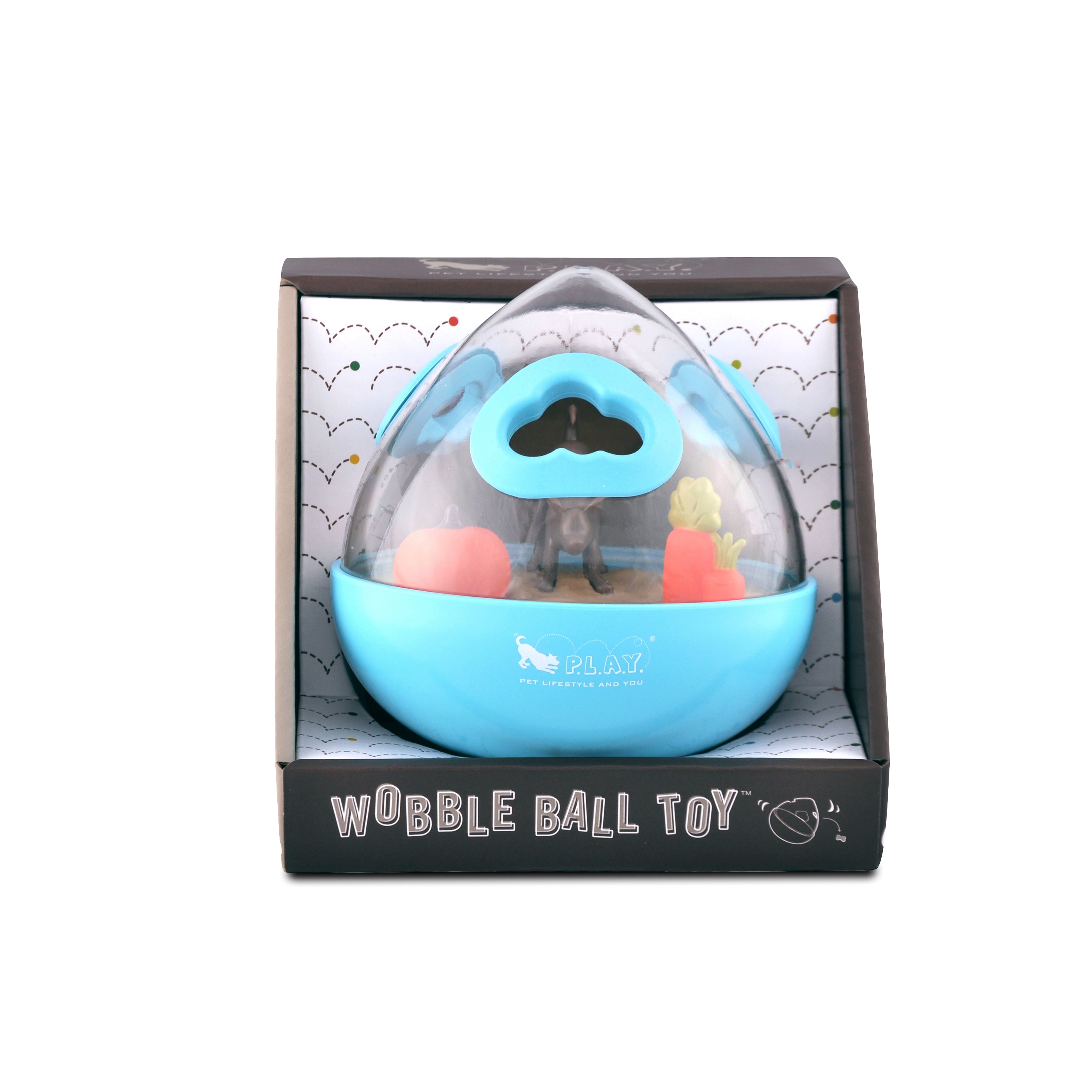 Wobble Ball Interactive Dog Treat Dispenser Toy - Blue | Pet P.L.A.Y. - Fun Puzzle Feeder for Small & Medium Dogs, Perfect for Mealtime Enrichment & Mental Stimulation