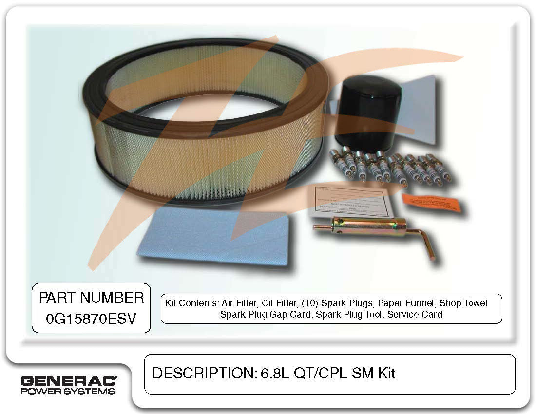 Generac 5660/0G15870ESV 6.8L Liquid Cooled Maintenance Kit - Replacement Parts for Generac Generators - Keep Your Generator Running Smoothly for Home Backup Power & Emergency Use