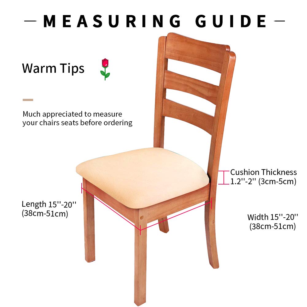 Premium Stretch Dining Chair Seat Covers with Ties - 4-Piece Beige Kitchen Chair Protectors for Home & Restaurant Use - Washable Fabric Covers for Dining Room, Kitchen, Office & Outdoor Furniture Protection
