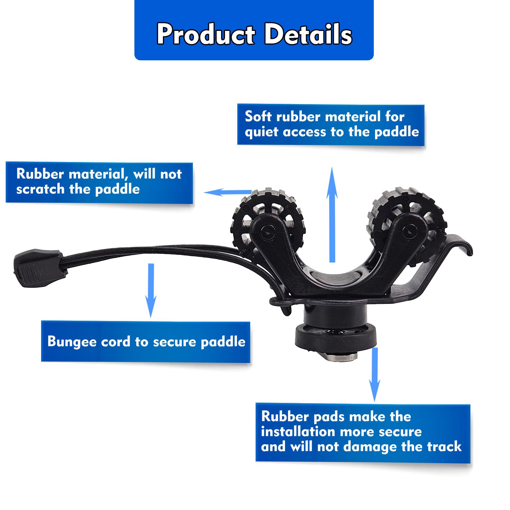 2-Piece Kayak Paddle Holder with Track Mount - Universal Kayak Oar Holder Accessories for Fishing & Recreational Kayaks | Secure Storage for Standard Paddles While Fishing or Paddling
