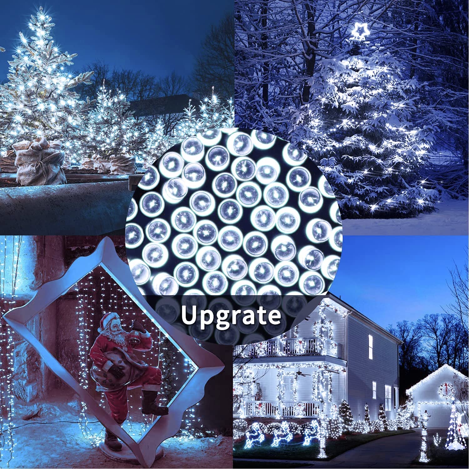 JMEXSUSS 600LED Solar Powered Outdoor String Lights - 206.7ft Waterproof White Christmas Lights with 8 Lighting Modes | Perfect for Yard, Patio, Garden, Wedding, Party & Christmas Tree Decorations