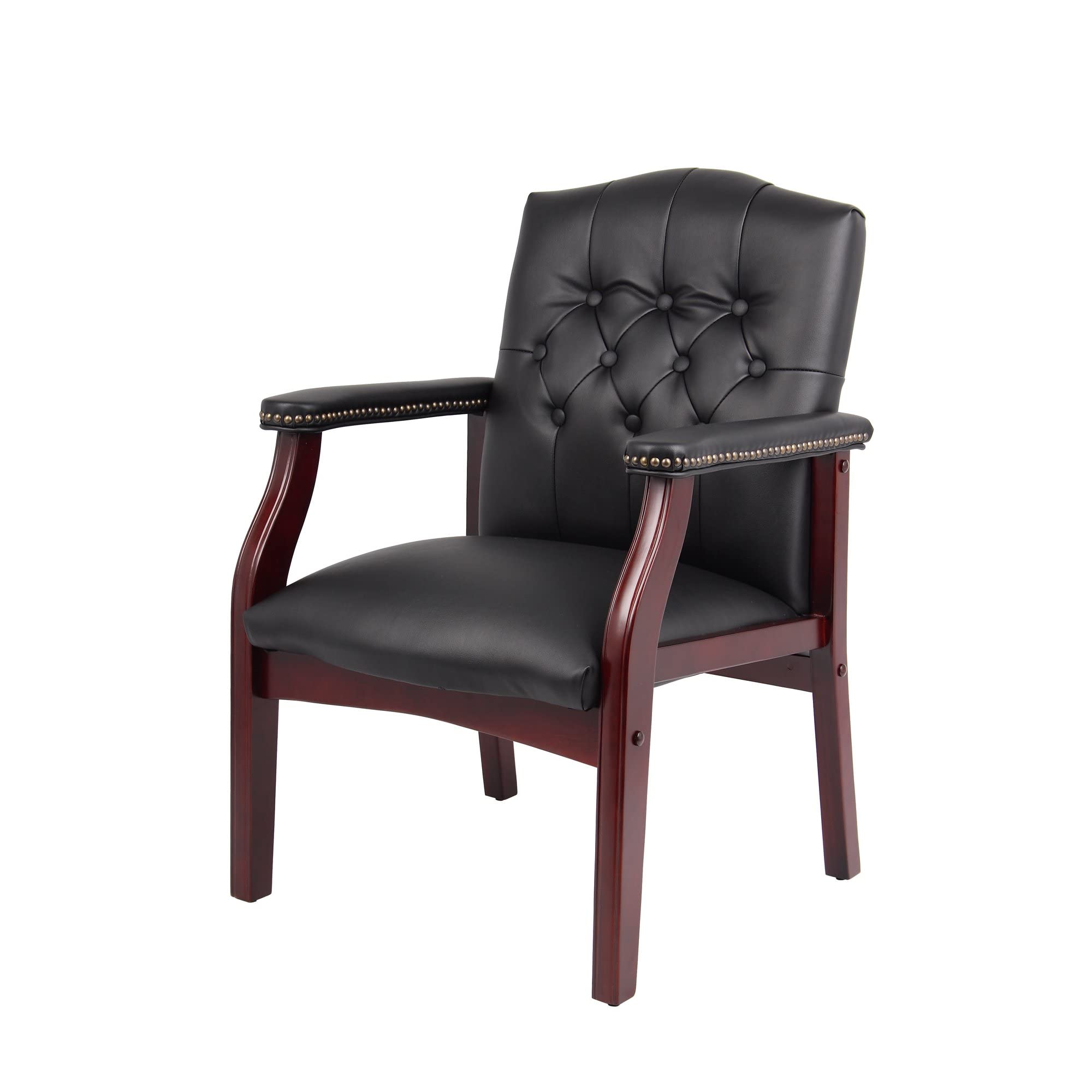 4-Piece Black Leather Office Chair Set - High Back Ergonomic Executive Guest Chairs for Reception, Waiting Room, Meeting & Conference | Armrest Design, No Wheels | Perfect for Office, Lobby, Church & Professional Spaces