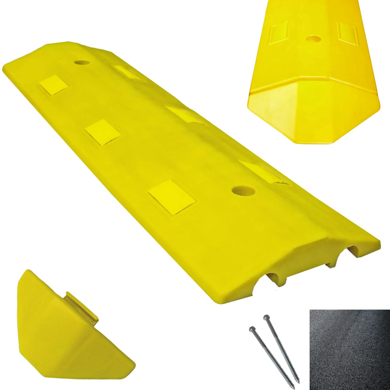 Electriduct Ultra Light Speed Bump - Recycled PVC Road Safety Traffic Hump (3 Feet, Yellow) - Durable Asphalt Solution for Parking Lots, Driveways & School Zones