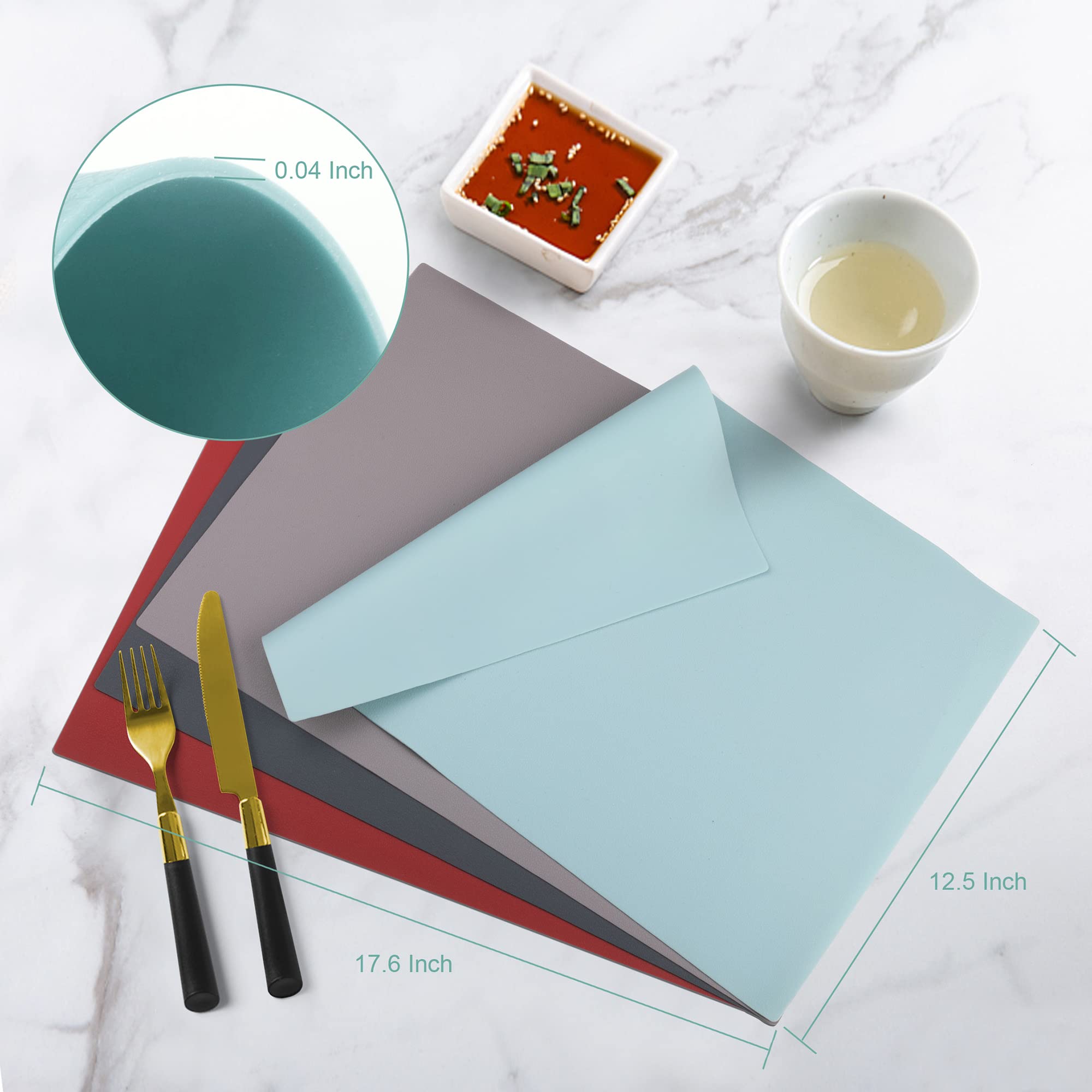 IYYI 4-Pack Silicone Placemats for Kids - Waterproof, Heat Resistant, Non-Slip Table Mats for Dining - Easy to Clean - Perfect for Family Meals, Parties & Daily Use