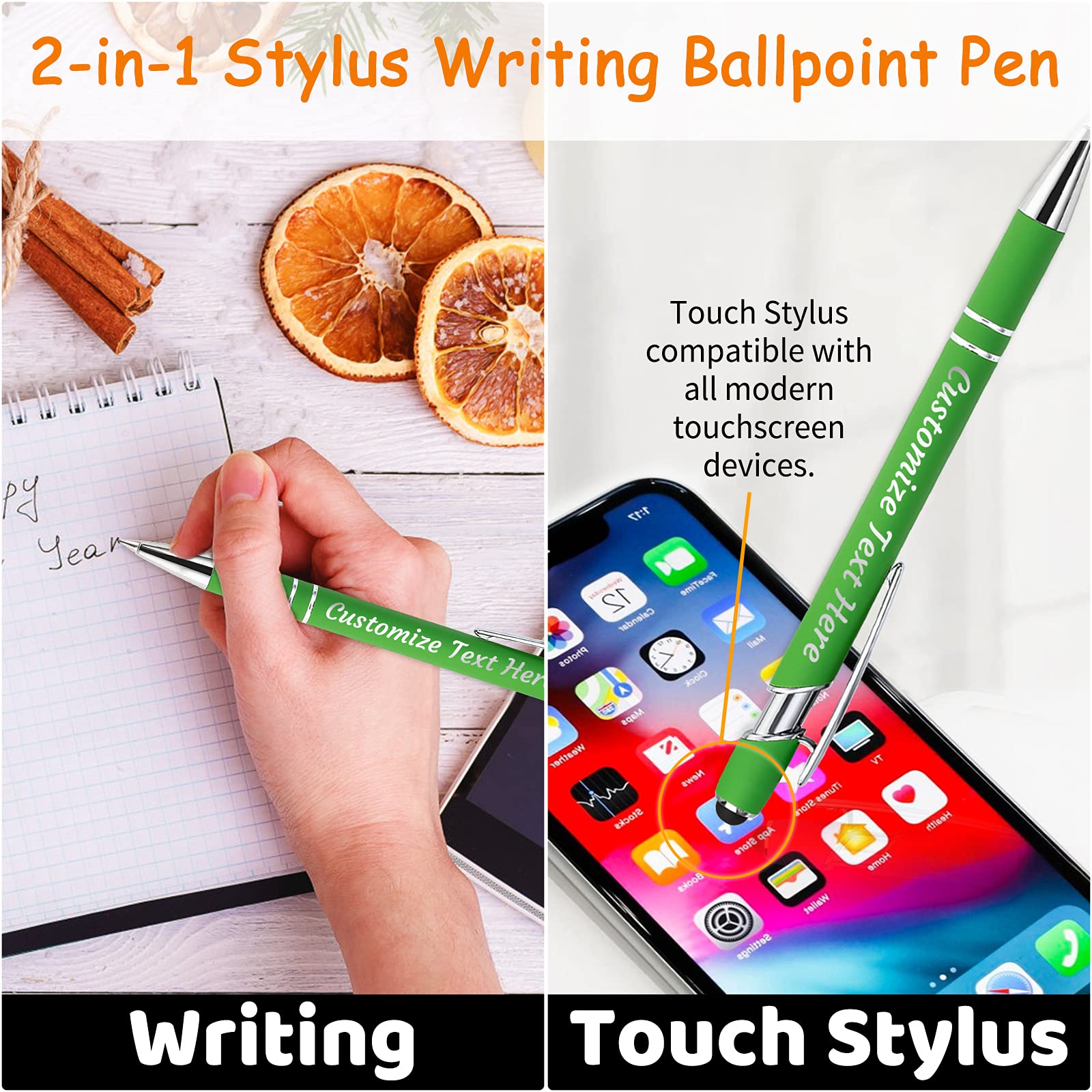 96 PCS Custom Engraved Ballpoint Pens with Stylus - Personalized Bulk Pens for Name or Text - Perfect Anniversary, Birthday & Graduation Gifts (Medium Point, Black Ink) - Ideal for Corporate Events, School Supplies & Promotional Giveaways