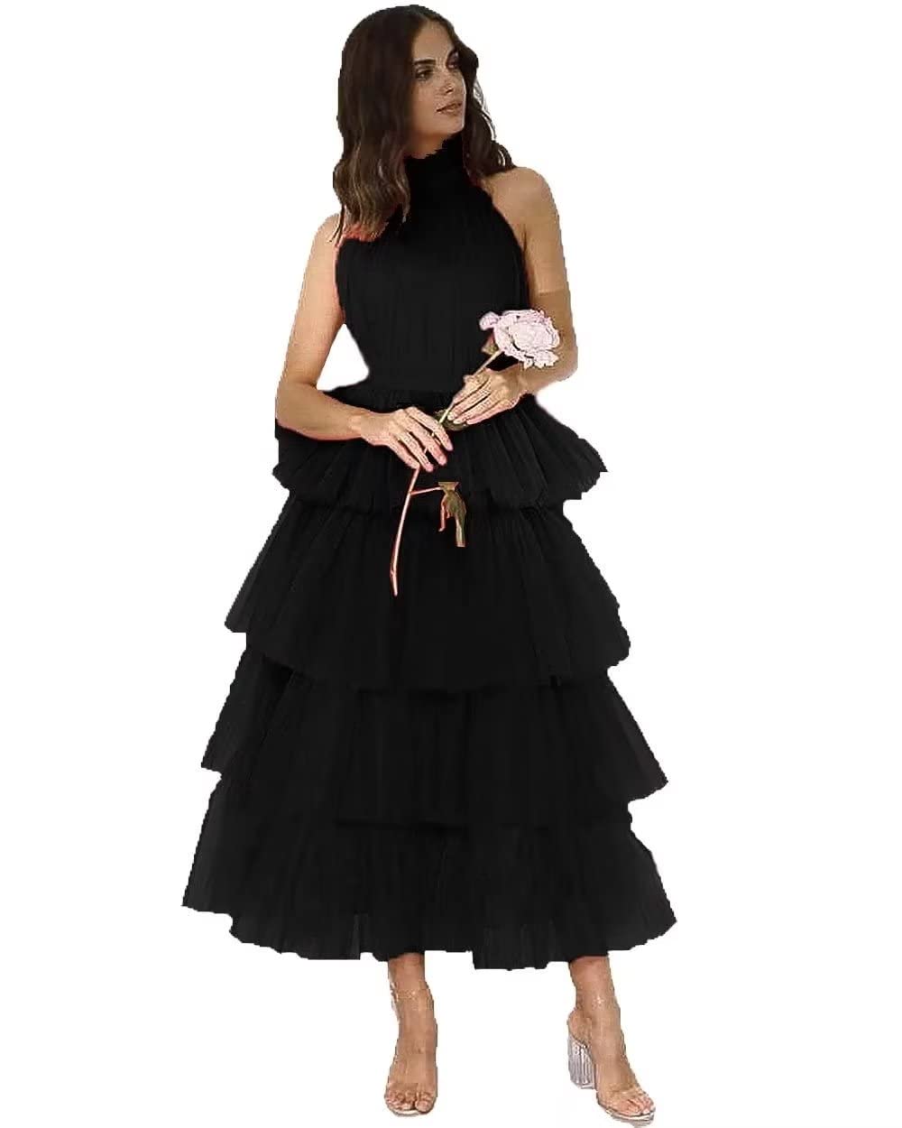 FTBY Elegant High Neck Prom Dresses | Tiered Tulle Evening Gowns | Halter Formal Dresses for Sweet 15 & 16 Birthday Parties | Perfect for Quinceañera, Homecoming, and Special Occasions