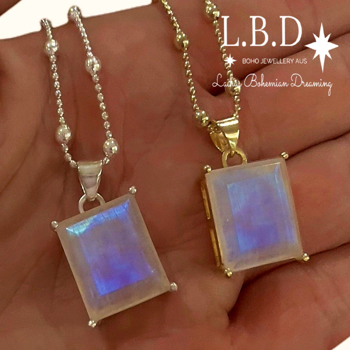 Laihas Exquisite Emerald Cut Moonstone Necklace - Elegant Jewelry for Women, Perfect for Weddings, Parties & Special Occasions