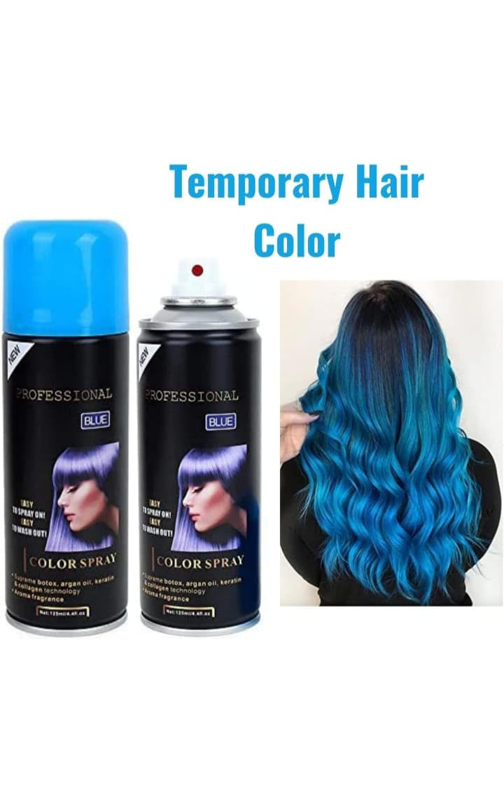 Professional Temporary Hair Color Spray for Men & Women - 1 Day Washable Hair Dye in Vibrant Blue | Perfect for Parties, Halloween, Cosplay & Daily Styling