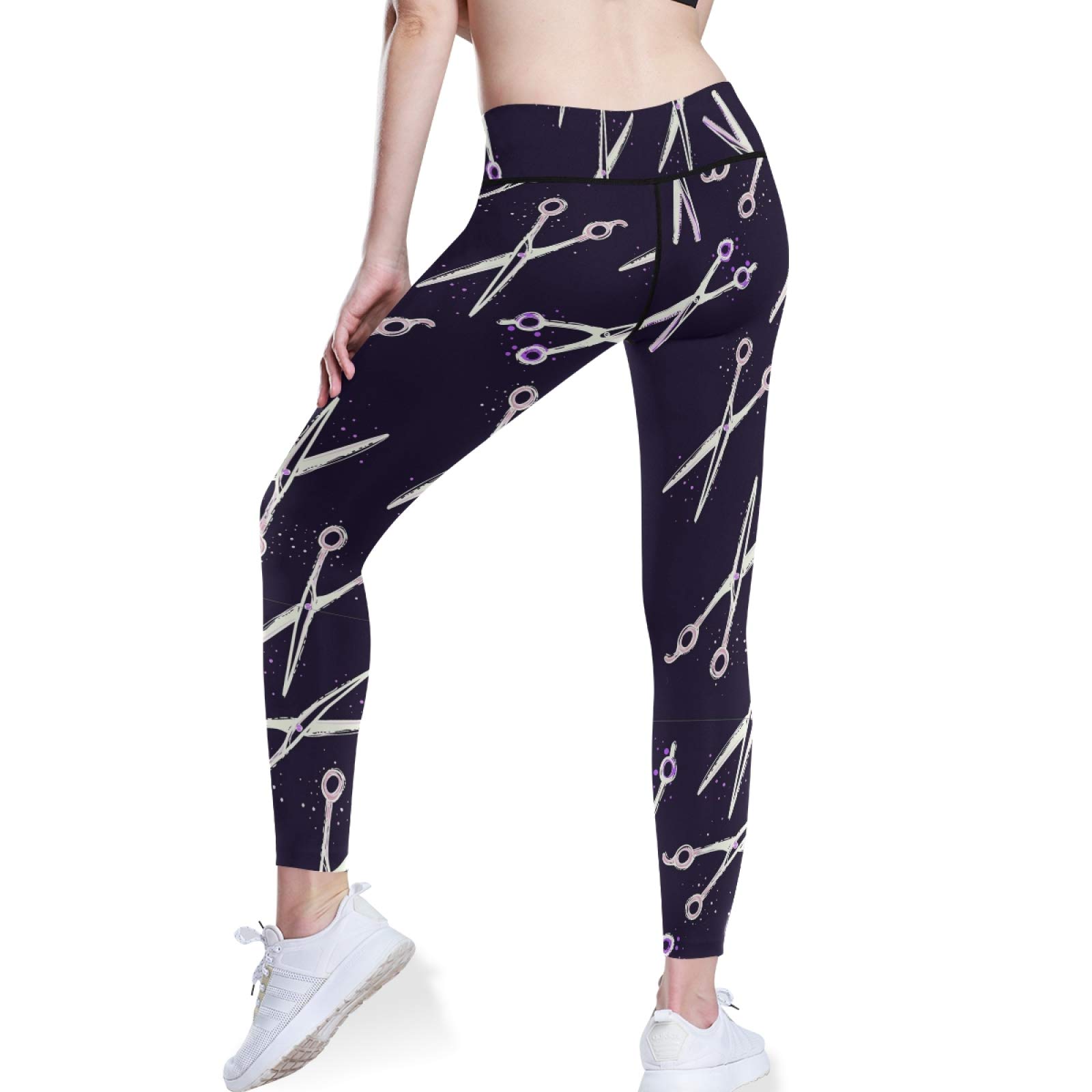 Purple Hairdressing Scissors & High Waist Yoga Pants - Women's Tummy Control Leggings for Workout & Running