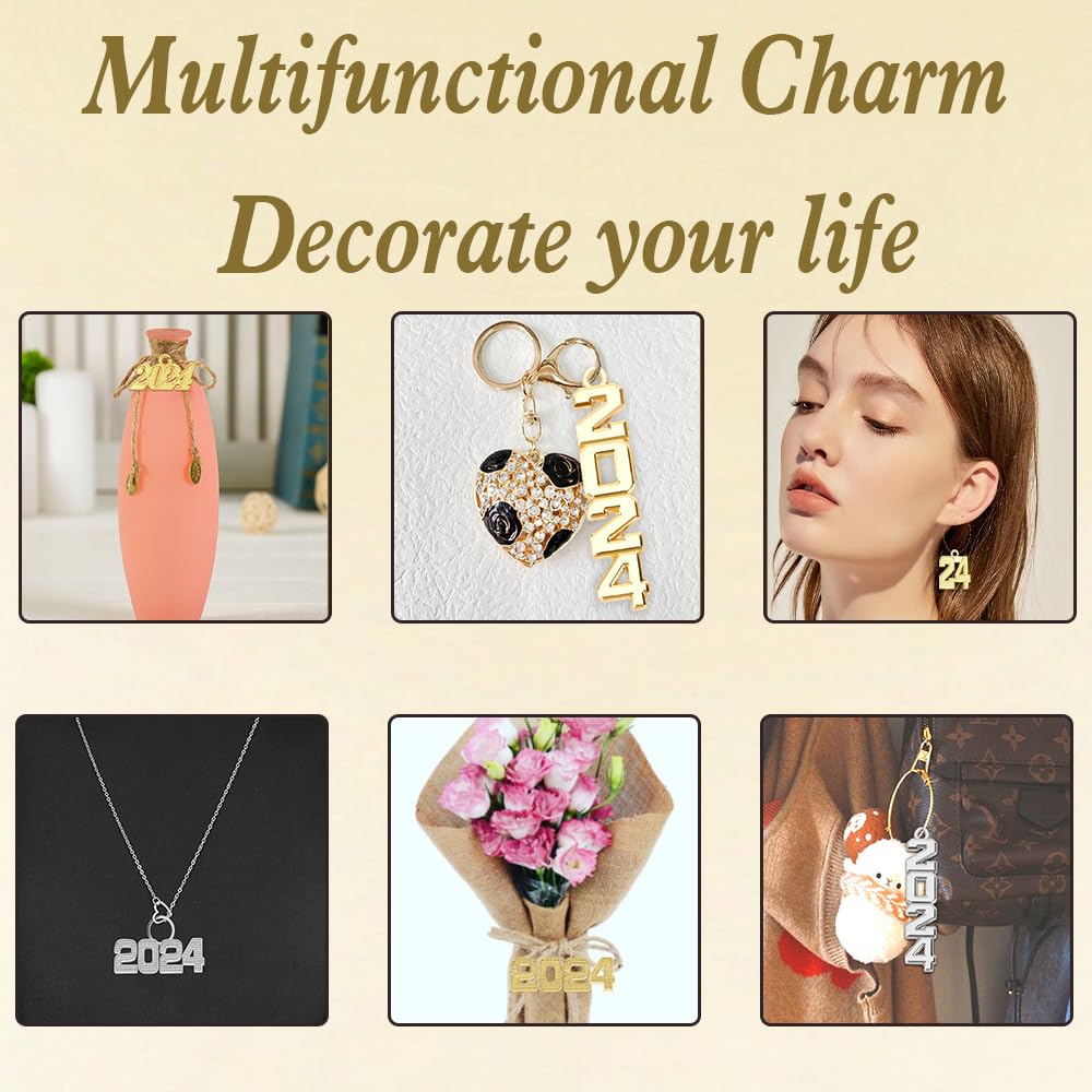 2024 Graduation Tassel Charms - Gold 2024 Year Charm for Graduation Caps & Decorations | Perfect for High School & College Graduation Parties, Photo Backdrops & Gift Giving