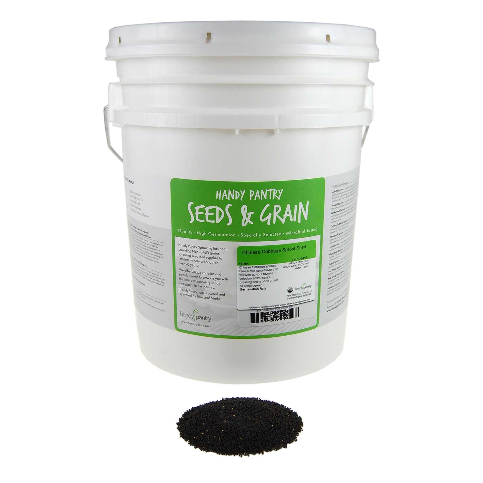Chinese Cabbage Sprouting Seeds - 30 Lbs Bulk - Non-GMO Organic Seeds for Hydroponics, Microgreens, Salad Greens & Food Storage | Perfect for Home Gardening, Indoor Growing & Emergency Preparedness