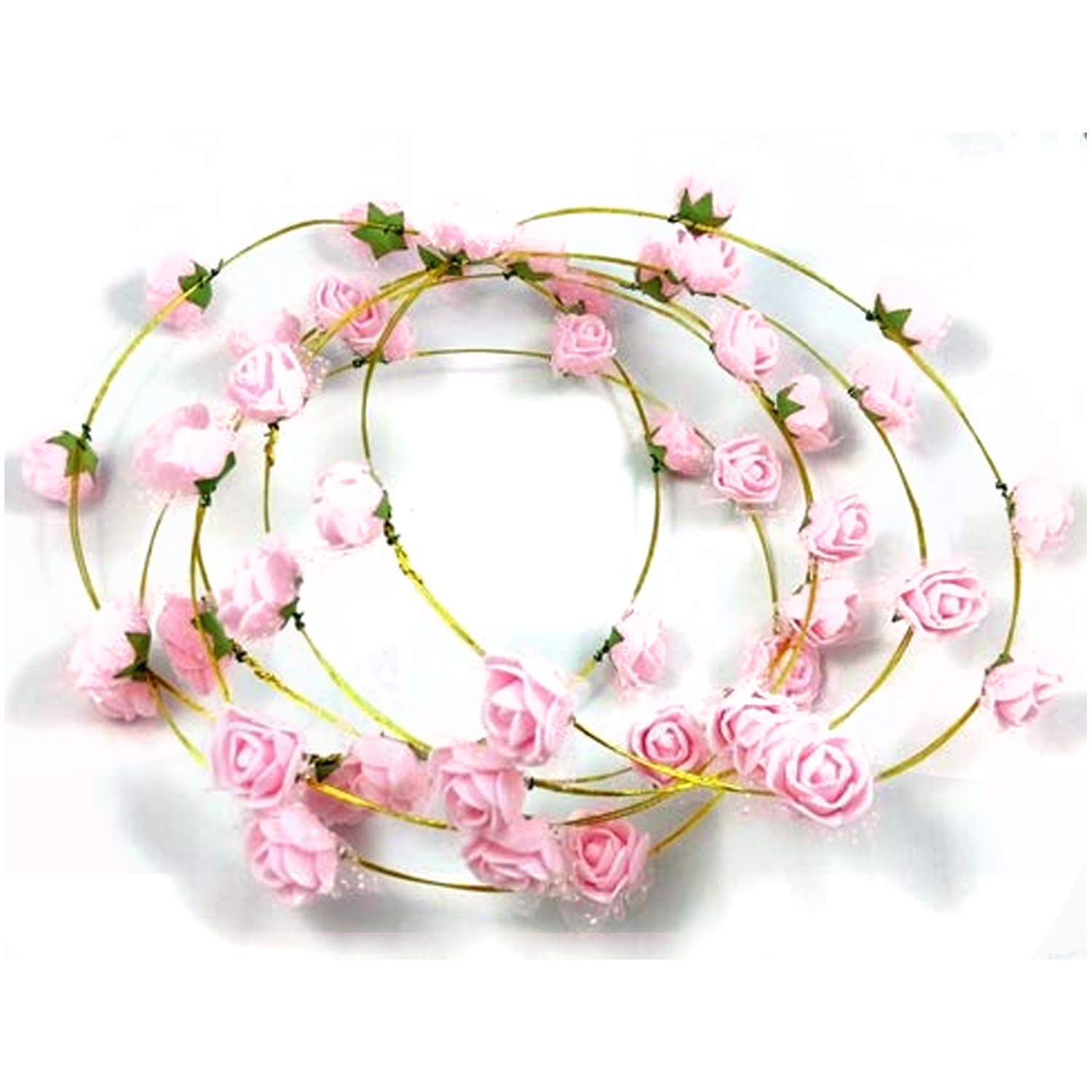 KIDZOO 6 Pack White Flower Tiara Crown Headband Set - Elegant Princess Party Hair Accessories for Weddings, Birthdays, Pageants & Photo Shoots