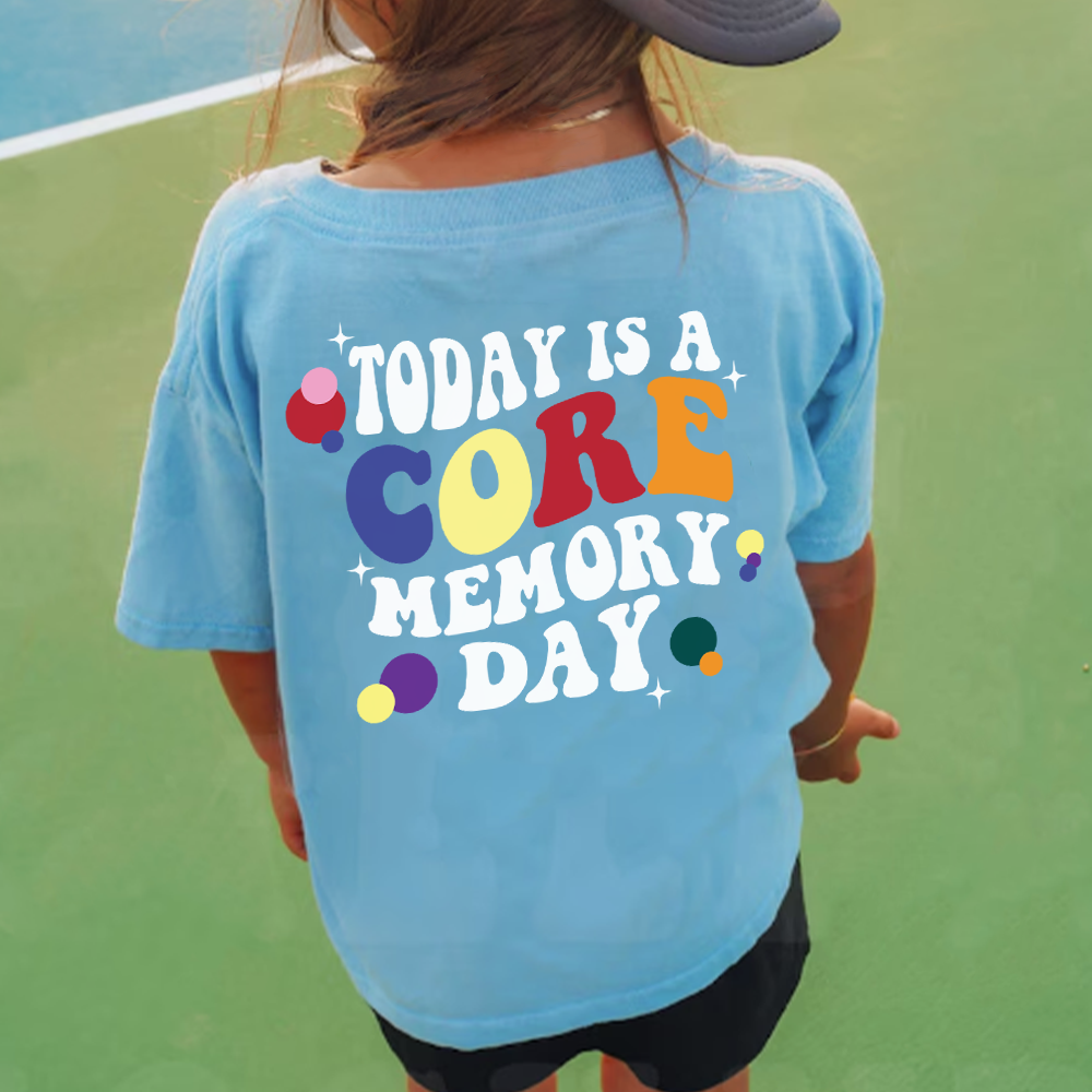Core Memory Day Kids T-Shirt with Back Logo - Fun Graphic Tee for Boys & Girls - Perfect for Family Events, School Days & Casual Outfits