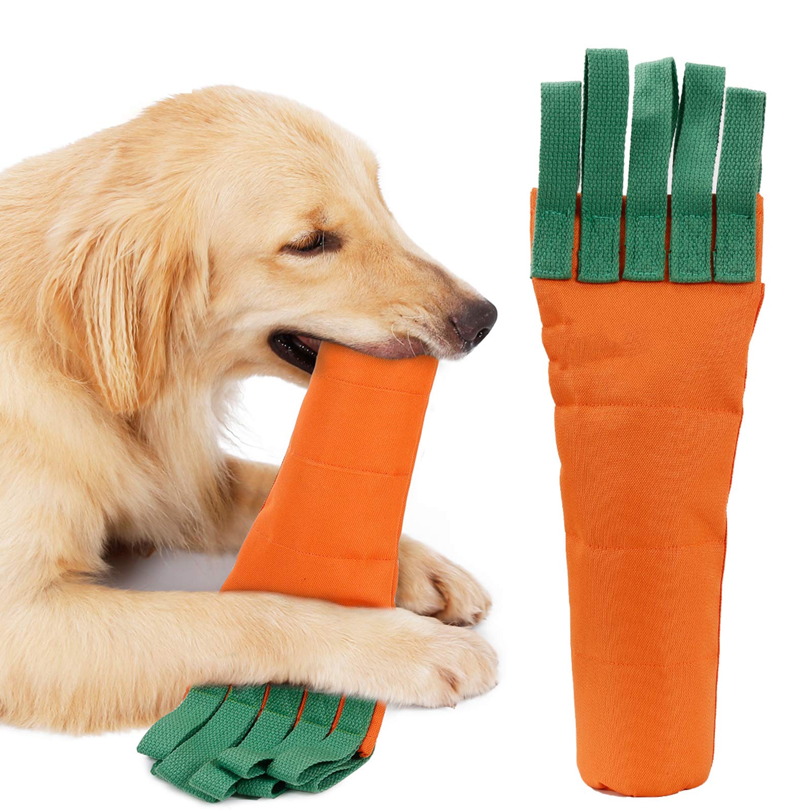 Gojiny Dog Snuffle Carrot Chew Toy - Interactive Plastic Bottle Filling Puzzle for Dogs - Training & Fetch Play - Perfect for Mental Stimulation & Boredom Relief