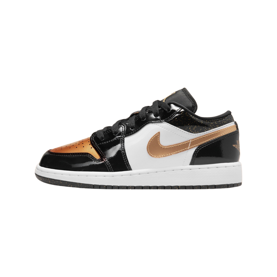 Air Jordan 1 Low GS Gold Toe - Metallic Gold, Black & White Basketball Shoes for Girls - Perfect for Casual Wear, Sports & Sneaker Collection