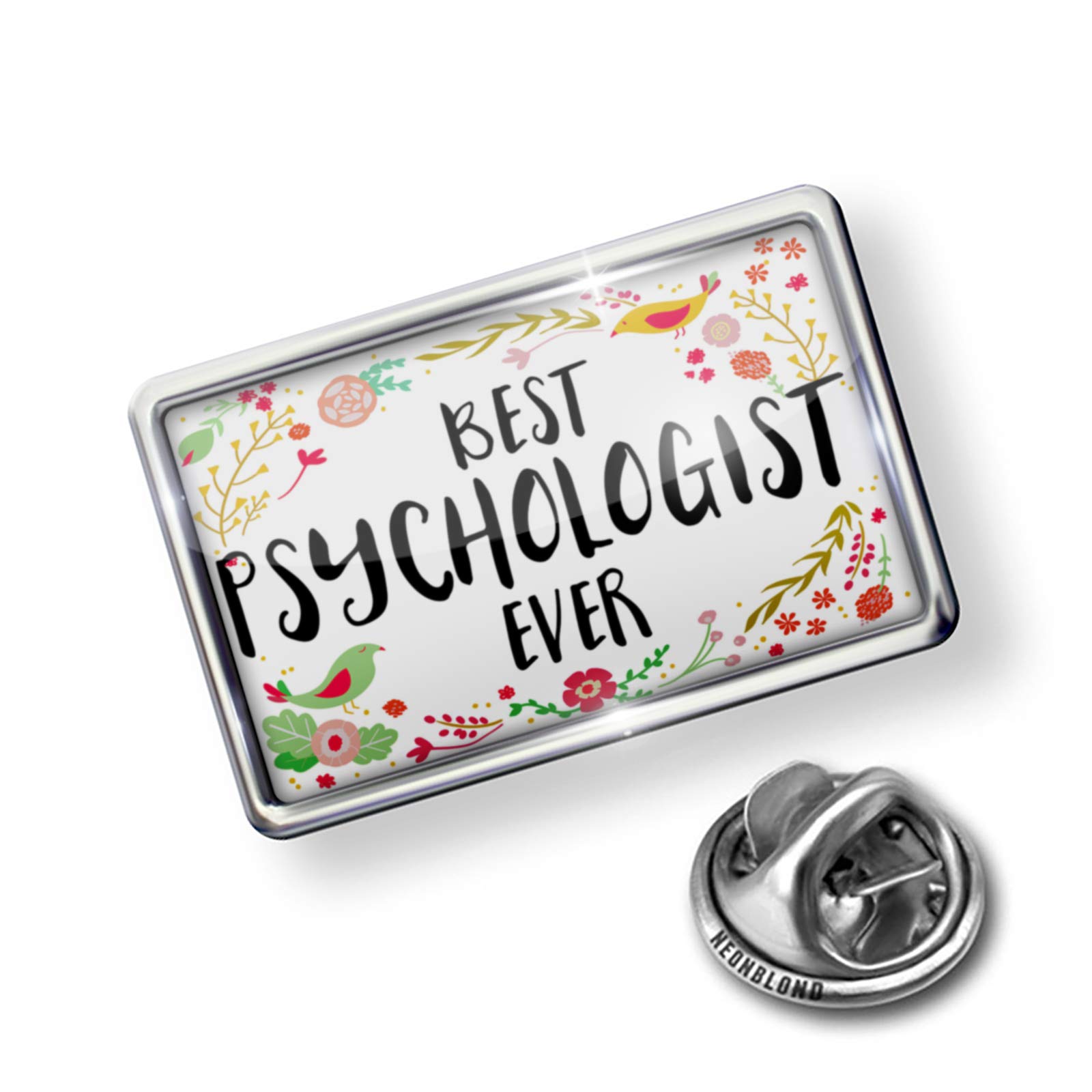 Pin Happy Floral Border Psychologist Badge Reel - Cute Floral Design for Therapists, Counselors & Mental Health Professionals - Perfect for ID Badges, Lanyards & Work Accessories
